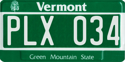 VT license plate PLX034