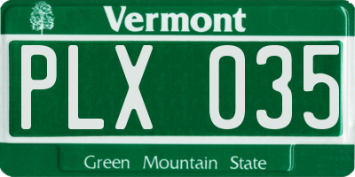 VT license plate PLX035