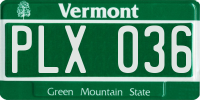 VT license plate PLX036