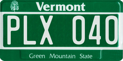 VT license plate PLX040