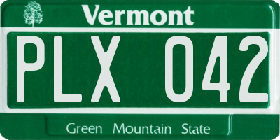 VT license plate PLX042