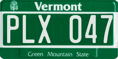VT license plate PLX047