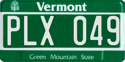 VT license plate PLX049