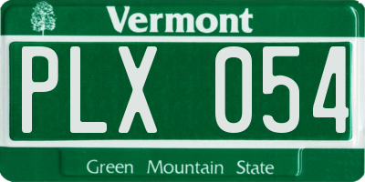 VT license plate PLX054