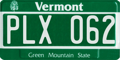 VT license plate PLX062