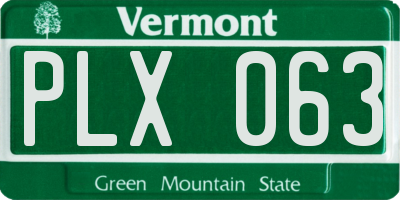 VT license plate PLX063