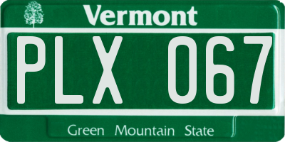 VT license plate PLX067