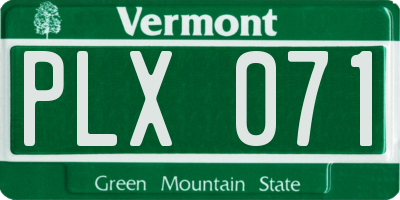 VT license plate PLX071