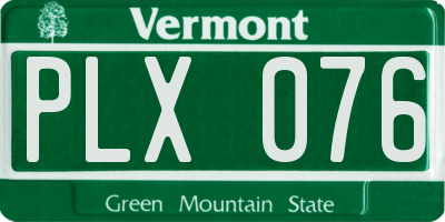 VT license plate PLX076