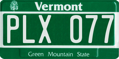 VT license plate PLX077