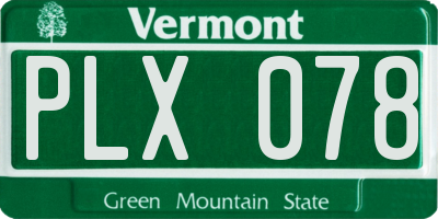 VT license plate PLX078