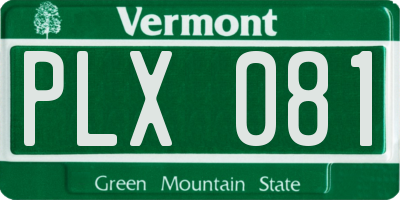 VT license plate PLX081