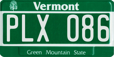 VT license plate PLX086