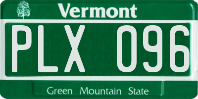 VT license plate PLX096