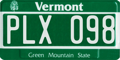 VT license plate PLX098