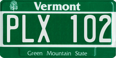 VT license plate PLX102
