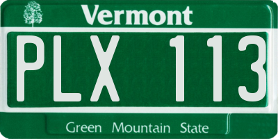 VT license plate PLX113