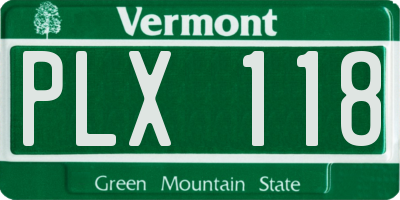 VT license plate PLX118