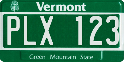 VT license plate PLX123