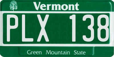 VT license plate PLX138