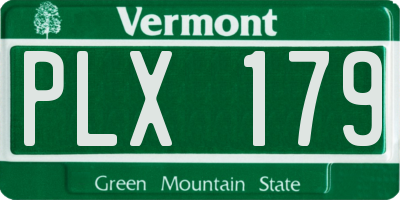 VT license plate PLX179
