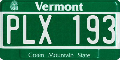 VT license plate PLX193