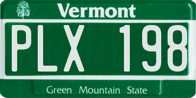VT license plate PLX198