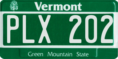 VT license plate PLX202