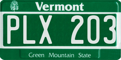 VT license plate PLX203