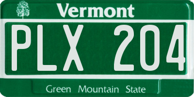 VT license plate PLX204