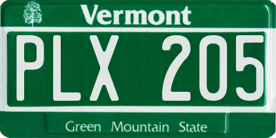 VT license plate PLX205
