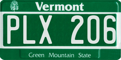 VT license plate PLX206