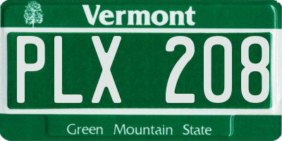 VT license plate PLX208