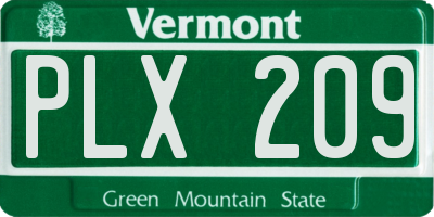 VT license plate PLX209