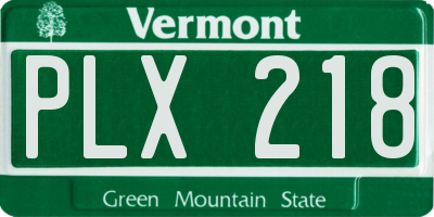 VT license plate PLX218