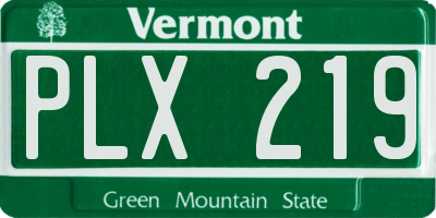 VT license plate PLX219