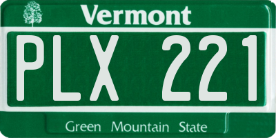 VT license plate PLX221