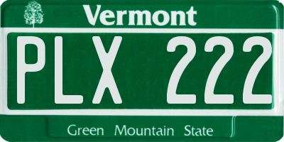 VT license plate PLX222