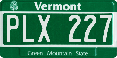 VT license plate PLX227