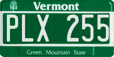 VT license plate PLX255