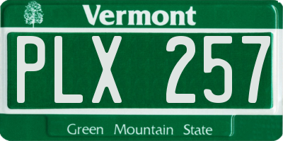 VT license plate PLX257