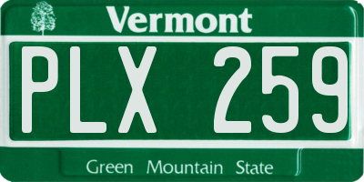 VT license plate PLX259