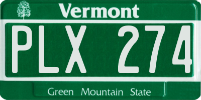 VT license plate PLX274