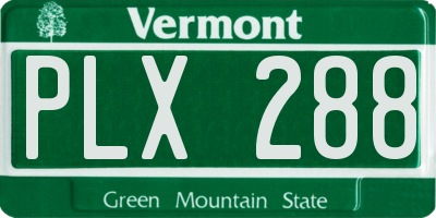 VT license plate PLX288