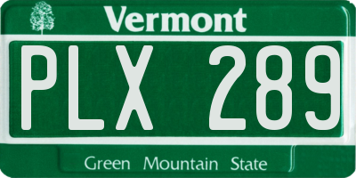VT license plate PLX289