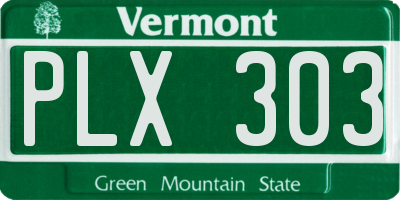 VT license plate PLX303