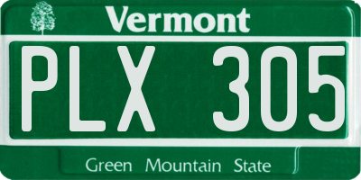 VT license plate PLX305