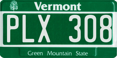 VT license plate PLX308