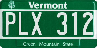 VT license plate PLX312