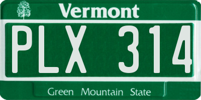 VT license plate PLX314